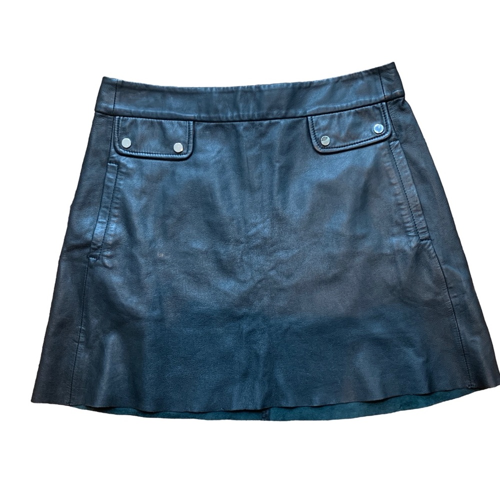 Zara black lambskin skirt with zipper
